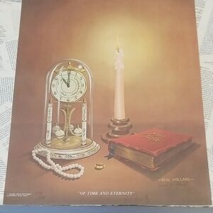 Vintage Art Print with Clock and Candle Neal Holland Print